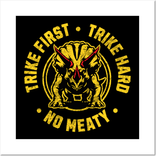 Funny Dinosaur - Trike First Trike Hard No Meaty Karate Gi Logo Posters and Art